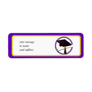 Étiquette Couleurs de l'école de graduation violet et or