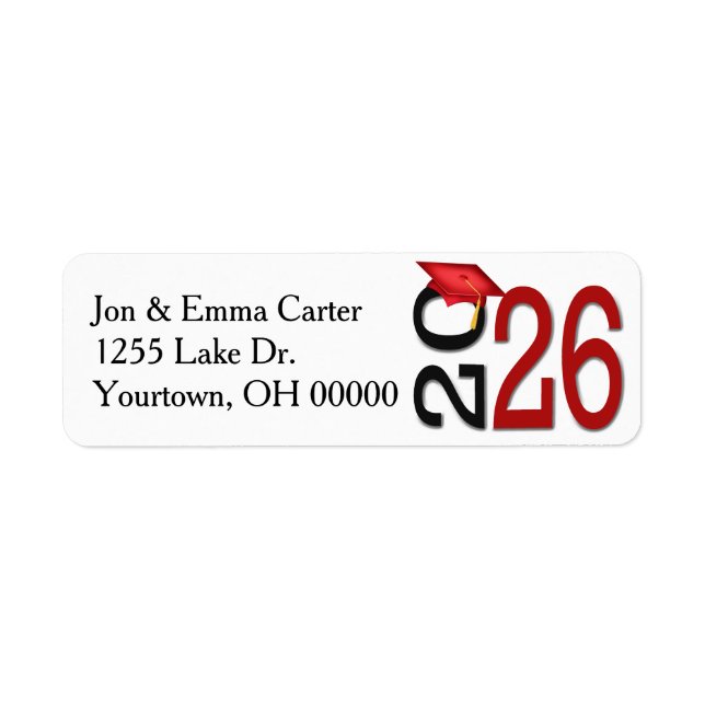 Étiquette Couleurs de l'école noire et rouge 2025 (Devant)