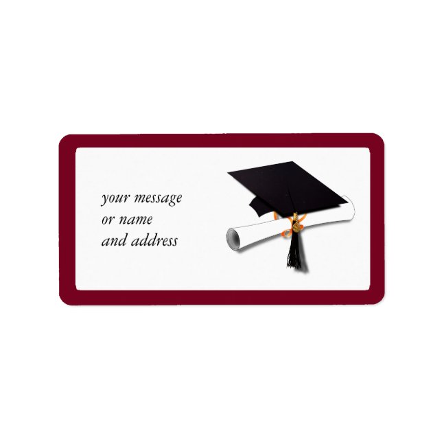 Étiquette Couleurs de l'école rouge pour le diplômé (Devant)