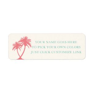 Étiquette Couleurs Editable de thème tropical de plage de