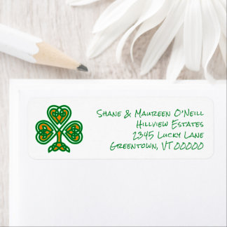 Étiquette Couleurs irlandaises de Shamrock de noeud celtique