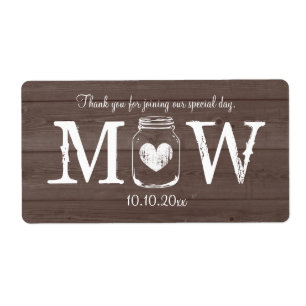 Étiquette Country chic bocal de mason mariage bouteille d'ea