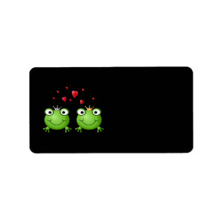Étiquette Couple de grenouille avec le coeur.