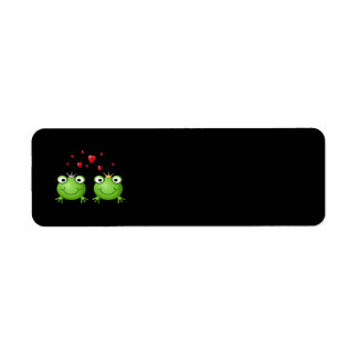 Étiquette Couple de grenouille avec le coeur.