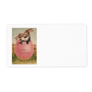 Étiquette Couple de lapin de Pâques baiser Oeuf Peint Color