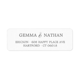 Étiquette Couples élégants Nom Mariage gris Adresse de retou