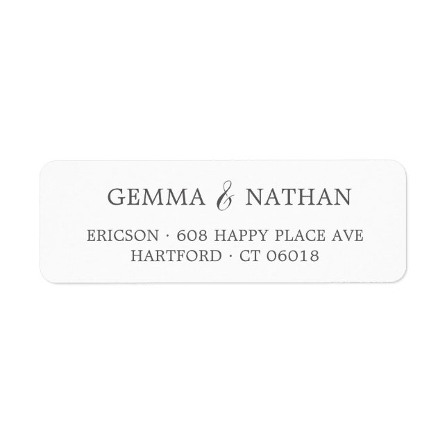 Étiquette Couples élégants Nom Mariage gris Adresse de retou (Devant)