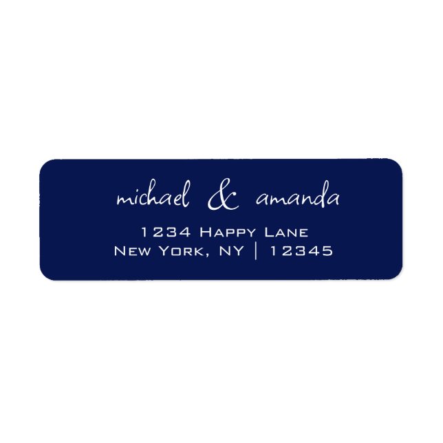 Étiquette Couples Simple Minimal informel bleu marine foncé (Devant)