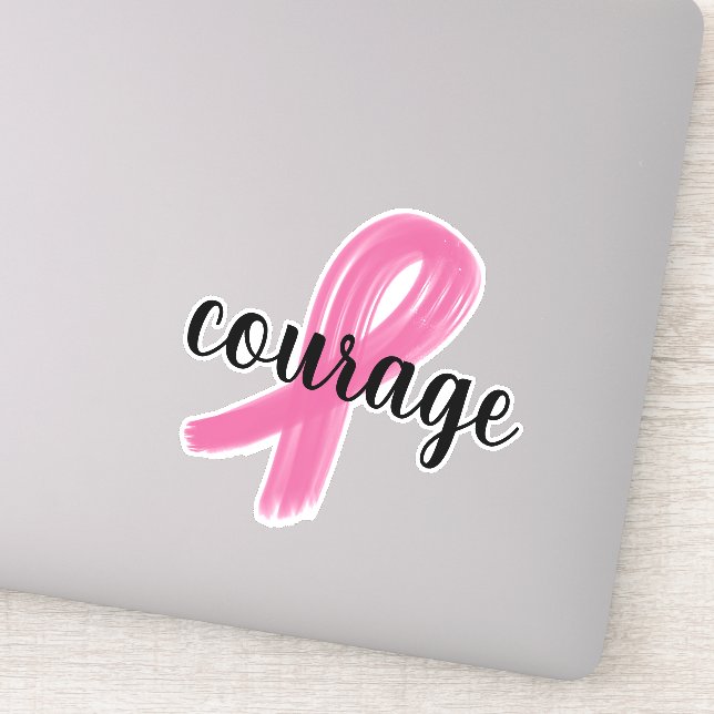 Étiquette Courage rose Ruban Cancer du Sein (Détail)