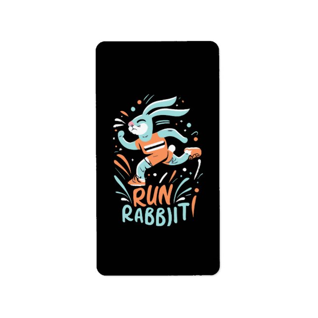 Étiquette courir lapin marathon coureur lapin mignon (Devant)