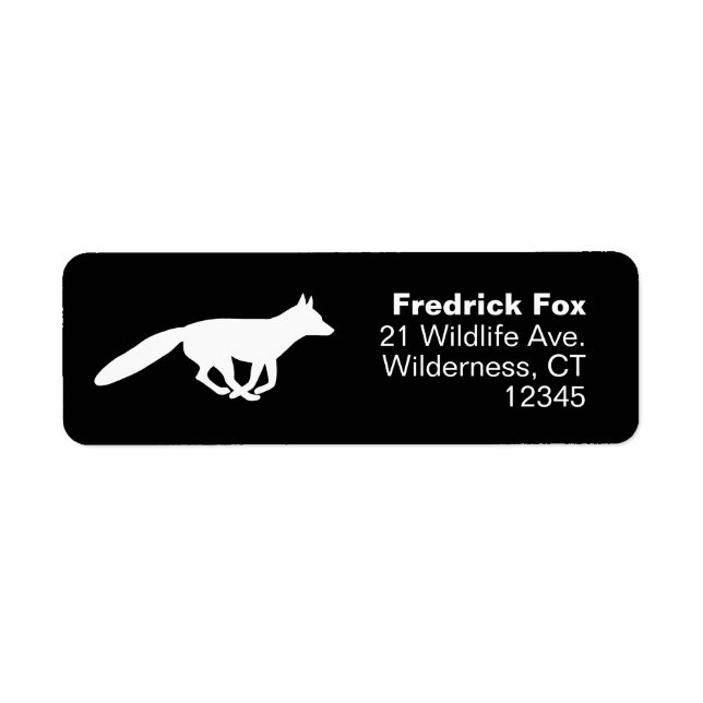 Étiquette Courir White Fox Silhouette Adresse de retour (Devant)