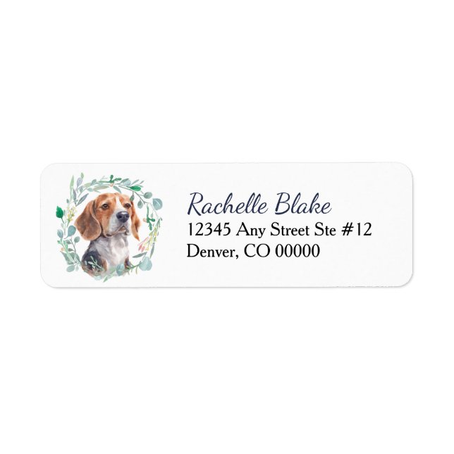Étiquette Couronne de chien Beagle Adresse de retour (Devant)