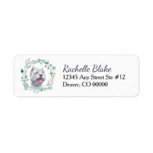 Étiquette Couronne de chien blanc Westie Adresse de retour