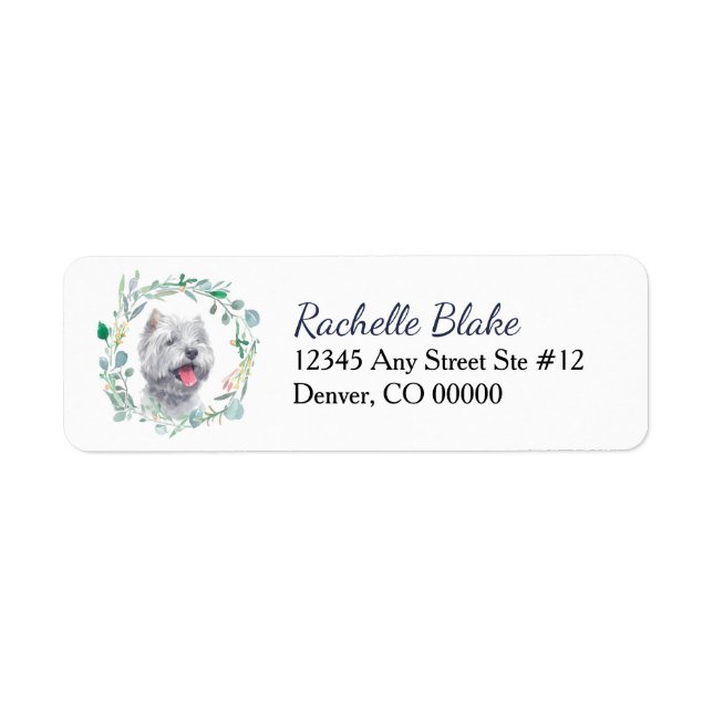 Étiquette Couronne de chien blanc Westie Adresse de retour (Devant)