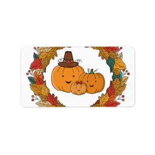 Étiquette Couronne de famille de citrouille d'automne