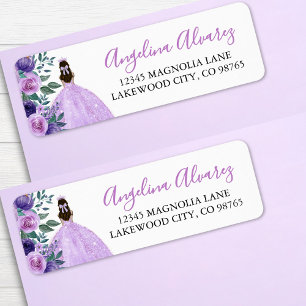 Étiquette Couronne de fleurs lilas violettes pour Quinceañer