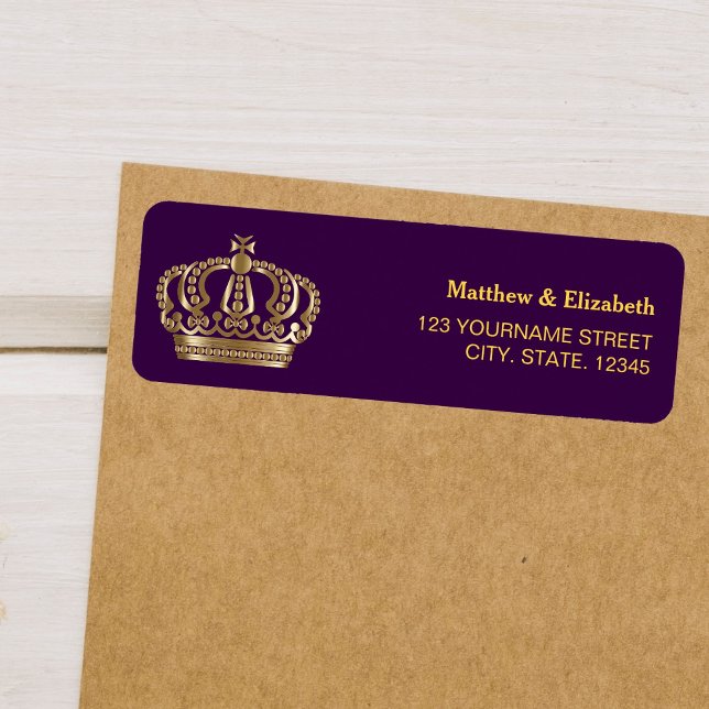 Étiquette Couronne de mariage or pourpre royal (Créateur téléchargé)
