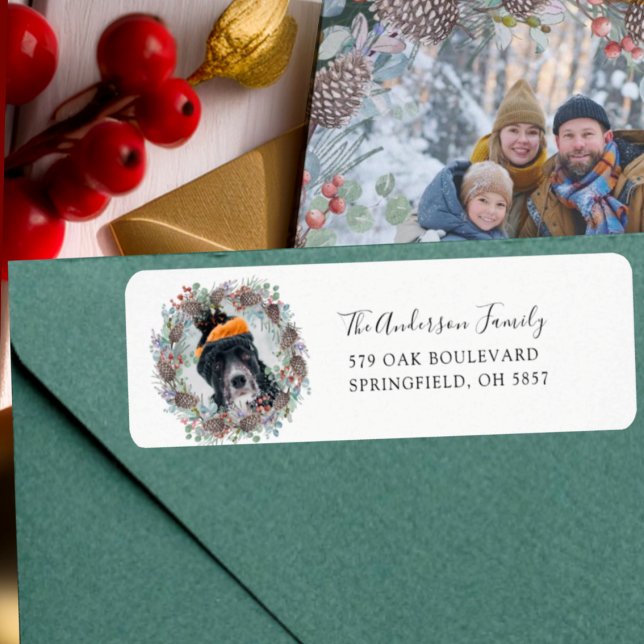 Étiquette Couronne de Noël drôle Adresse de retour (Créateur téléchargé)