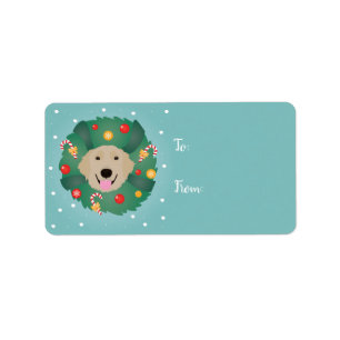 Étiquette Couronne de Noël Golden Retriever