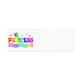 Étiquette Couronne de princesse arc-en-ciel de dessin animé