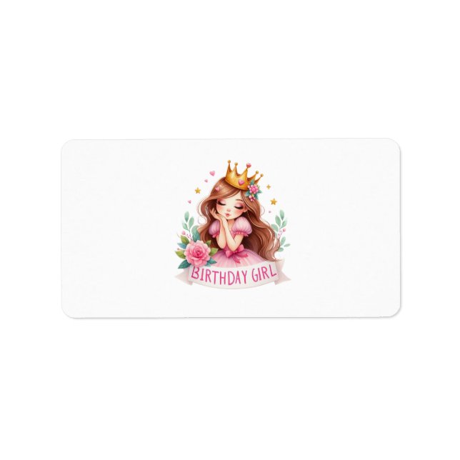 Étiquette Couronne de princesse d'anniversaire (Devant)