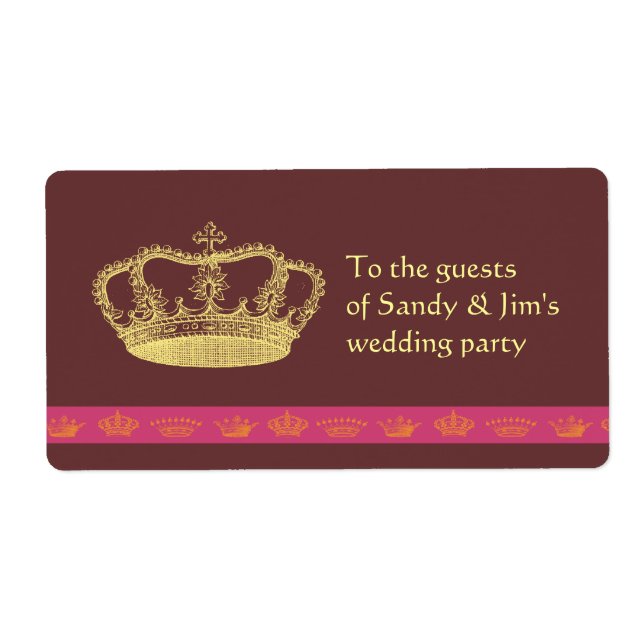 Étiquette Couronne d'or avec barre rose (Devant)