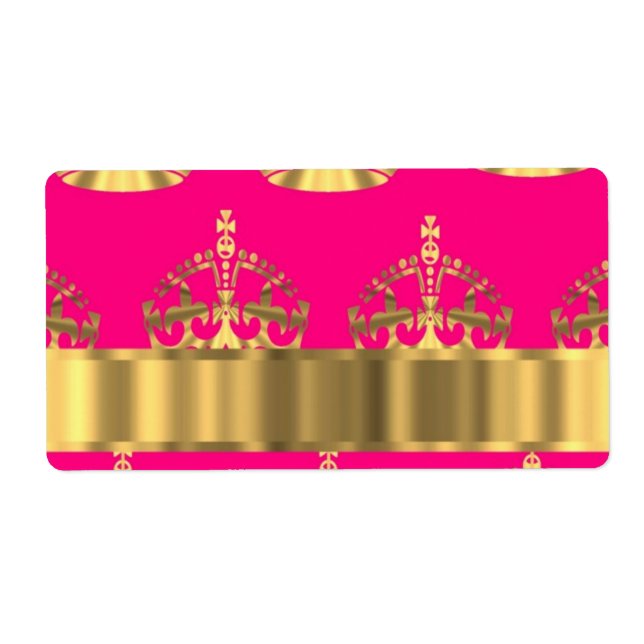 Étiquette couronne d'or sur rose chaud (Devant)