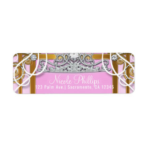 Étiquette Couronne et Carrosse Princesse en Or Rose pour une