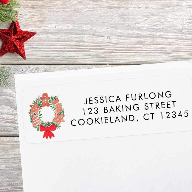Étiquette Couronne festive d'adresse de retour  (Créateur téléchargé)