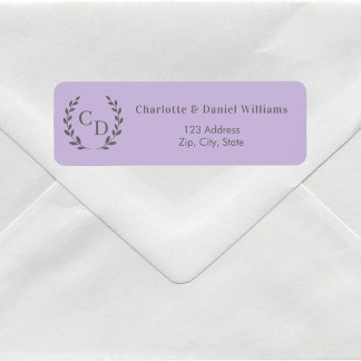 Étiquette Couronne monogramme retour adresse lavande