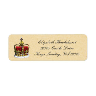 Étiquette Couronne royale vintage de rouge et d'or