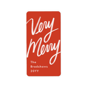 Étiquette Courrier à la main très joyeux rouge de vacances