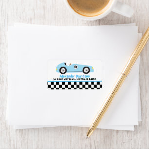 Étiquette Course de voiture de course bleue Grand Adresse Vi