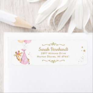 Étiquette Coute Giraffe Girl Baby shower Retour Adresse Éti