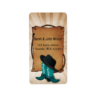 Étiquette cowboy boots western theme address label