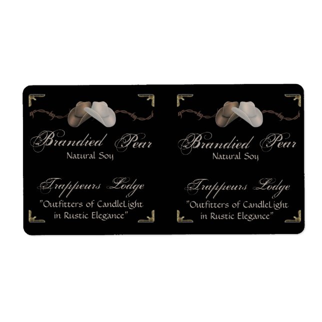 Étiquette Cowboy Casquette Barbed fil sur parchemin Étiquett (Devant)