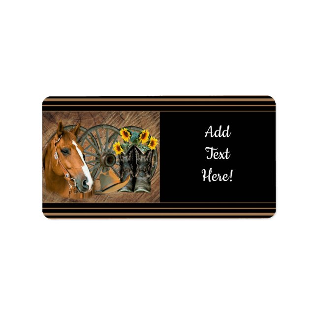 Étiquette Cowboy de Western Horse Cowboy Cowboy Hat Wagon Wh (Devant)