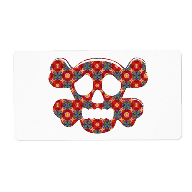 Étiquette Crâne coloré et drôle (Devant)