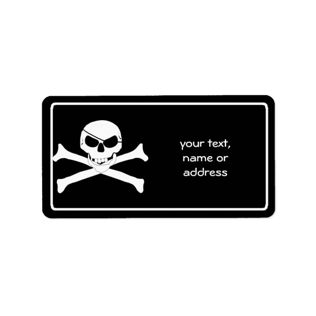 Étiquette Crâne et os croisés - Jolly roger (Devant)