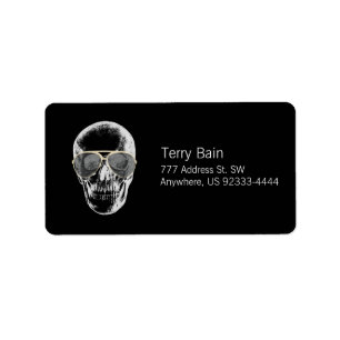 Étiquette Crâne vintage froid dans des lunettes de soleil