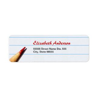 Étiquette Crayon De L'Enseignant Rouge Sur Papier Linqué Ave