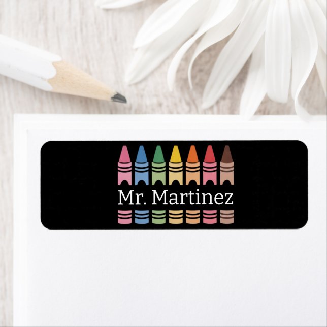Étiquette Crayon Personnalisé Nom de l'enseignant Mignon Ret (En situation)