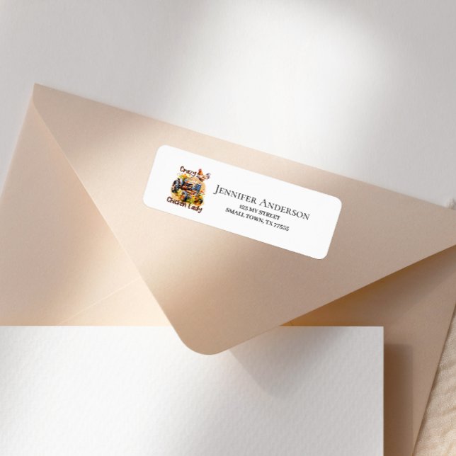 Étiquette Crazy Chicken Lady Farm Fun Address (Créateur téléchargé)