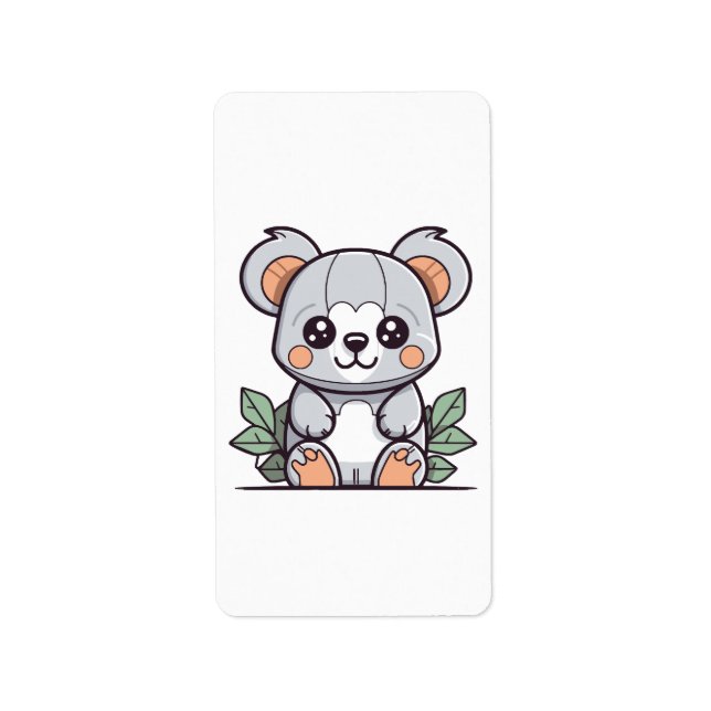 Étiquette Création de Koala Vector Magique Kawaii (Devant)