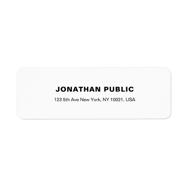 Étiquette Creative Modern Simple Chic White Plain Adresse (Devant)