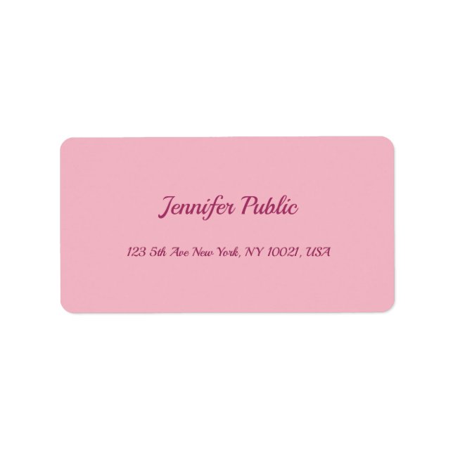 Étiquette Creative Pink Plain Freehand Script Modern Simple (Devant)