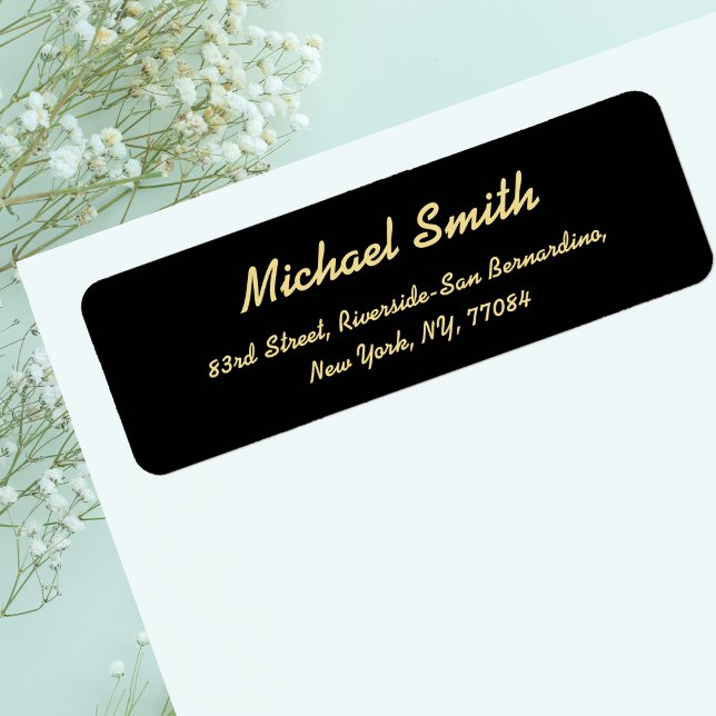 Étiquette Créer une adresse de retour Black Golden Elegant p (Create Custom Black Golden Elegant Return Address Label)