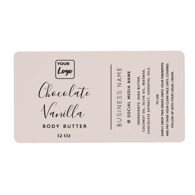 Étiquette Crème de typographie professionnelle votre logo pr (Devant)