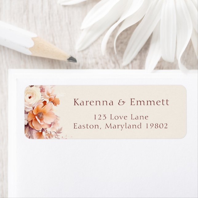 Étiquette Crème Floral Baby shower d'automne Adresse de reto (En situation)