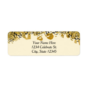 Étiquette Crème glam Cheetah Gold & Black Exotic Jungle